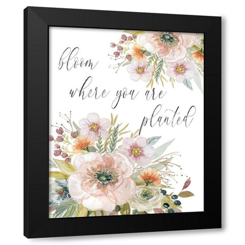 Peach Bloom I Black Modern Wood Framed Art Print with Double Matting by Robinson, Carol