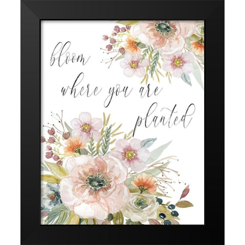 Peach Bloom I Black Modern Wood Framed Art Print by Robinson, Carol