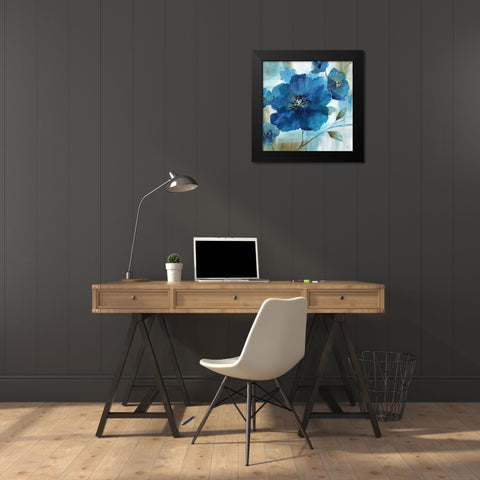 Blue Mood Black Modern Wood Framed Art Print by Nan