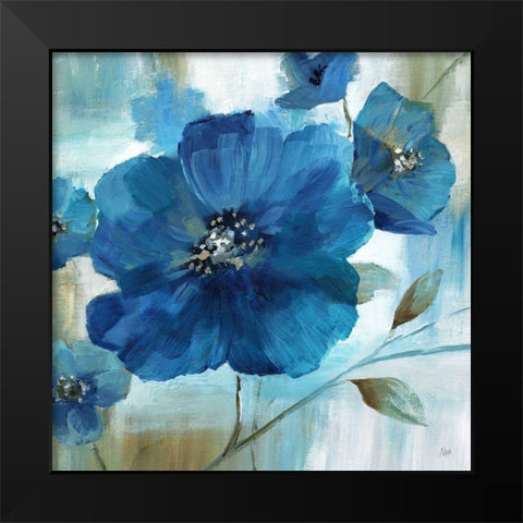 Blue Mood Black Modern Wood Framed Art Print by Nan