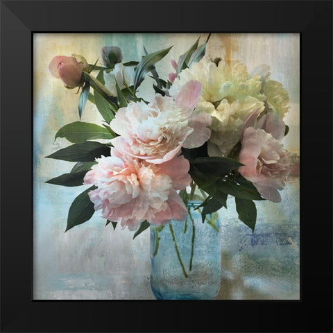 Peony Bouquet II Black Modern Wood Framed Art Print by Nan