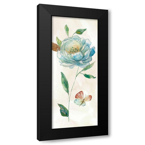 Rose Blue Wash Black Modern Wood Framed Art Print by Robinson, Carol