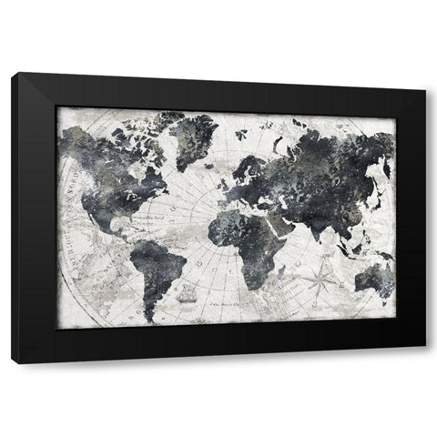 Modern Atlas Black Modern Wood Framed Art Print by CAD Designs