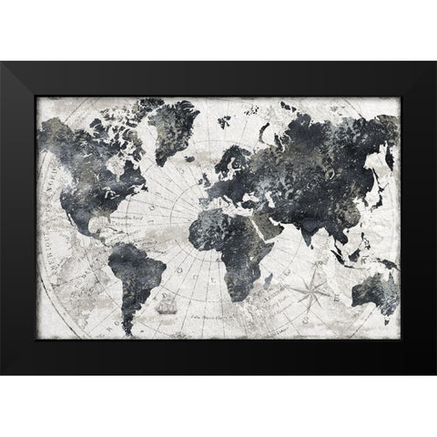 Modern Atlas Black Modern Wood Framed Art Print by CAD Designs