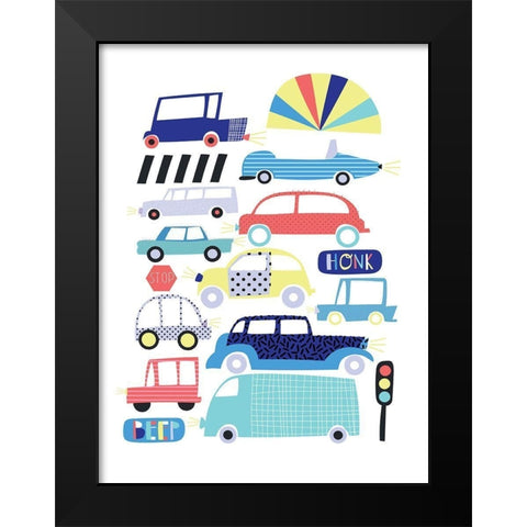 Traffic Jam Black Modern Wood Framed Art Print by Potter, Alice