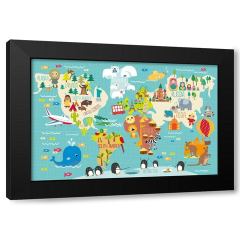 Childrens World Black Modern Wood Framed Art Print with Double Matting by Hogan, Martina