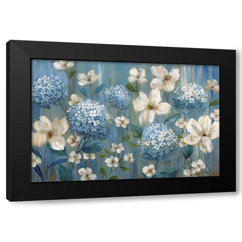 Very Berry Blues Black Modern Wood Framed Art Print by Nan