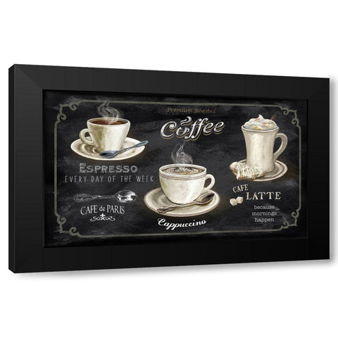 Coffee Trio Black Modern Wood Framed Art Print by Knutsen, Conrad
