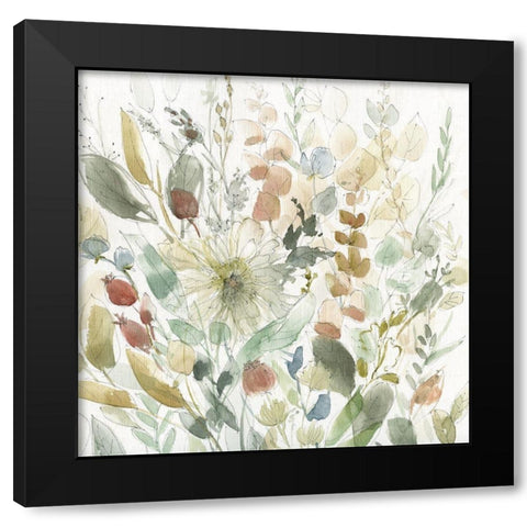 Linen Wildflower Black Modern Wood Framed Art Print by Robinson, Carol