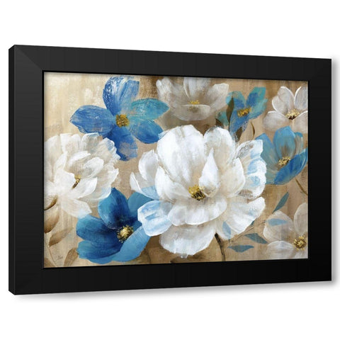 Transient Garden Blues Black Modern Wood Framed Art Print with Double Matting by Nan