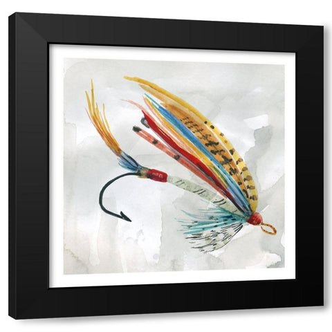 Fly Hook I Black Modern Wood Framed Art Print with Double Matting by Robinson, Carol