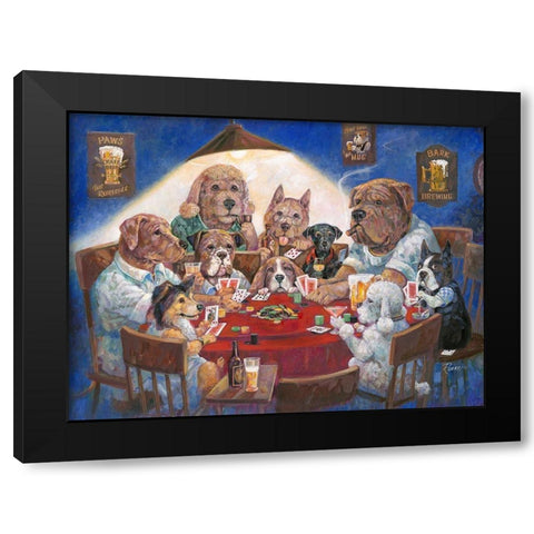Poker Dogs Black Modern Wood Framed Art Print with Double Matting by Manning, Ruane
