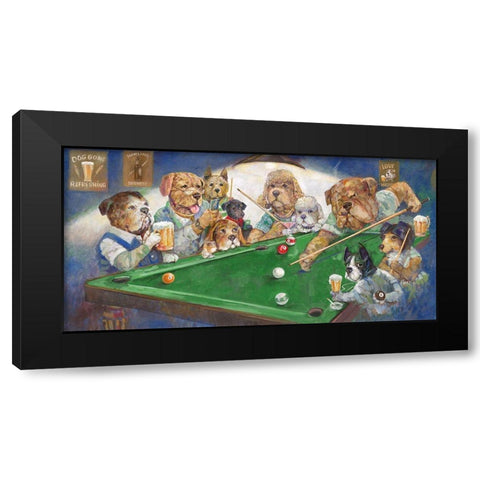 Pool Dogs Black Modern Wood Framed Art Print with Double Matting by Manning, Ruane