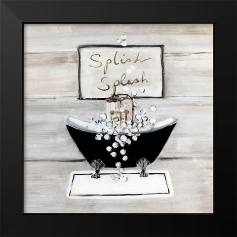 Splish Splash Black Modern Wood Framed Art Print by Swatland, Sally