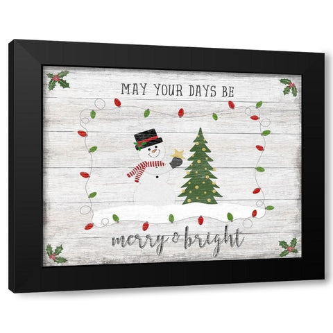Merry and Bright Black Modern Wood Framed Art Print by Carpentieri, Natalie