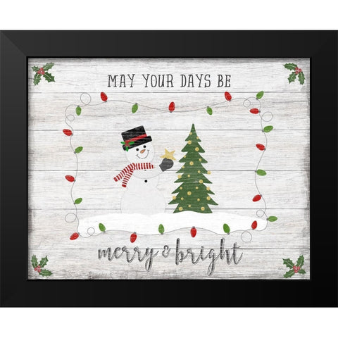 Merry and Bright Black Modern Wood Framed Art Print by Carpentieri, Natalie