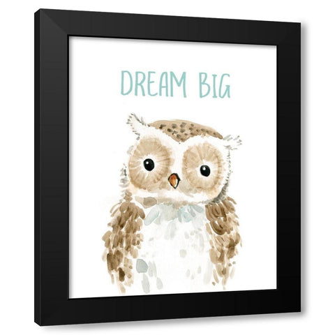 Dream Big Owl Black Modern Wood Framed Art Print with Double Matting by Robinson, Carol