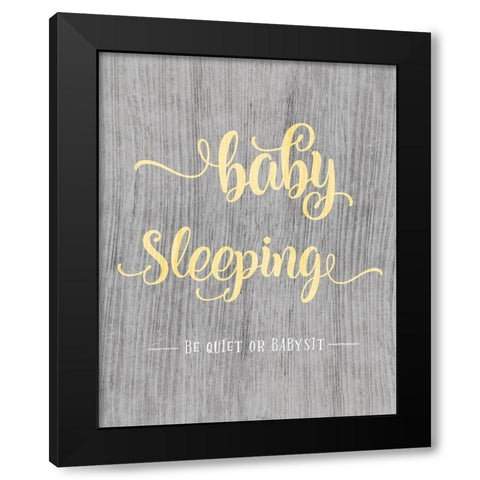 Baby Sleeping Black Modern Wood Framed Art Print by CAD Designs