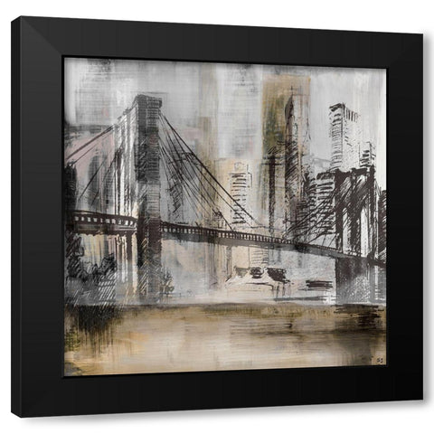 Brooklyn Bridge Black Modern Wood Framed Art Print with Double Matting by Jill, Susan