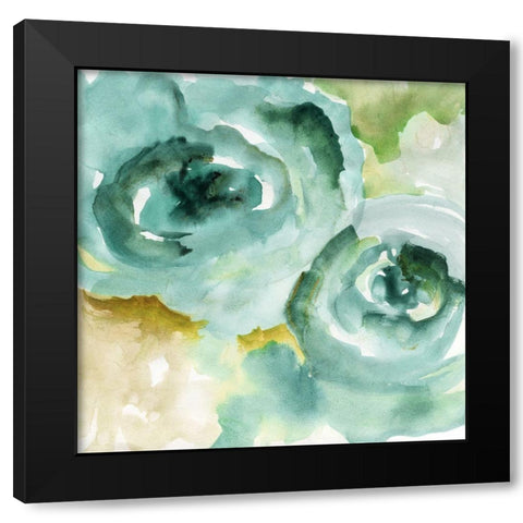 Cyan Season Black Modern Wood Framed Art Print with Double Matting by Nan