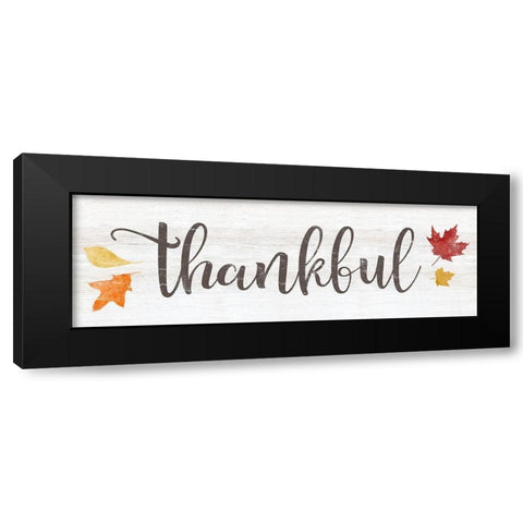 Thankful Leaves Black Modern Wood Framed Art Print by CAD Designs