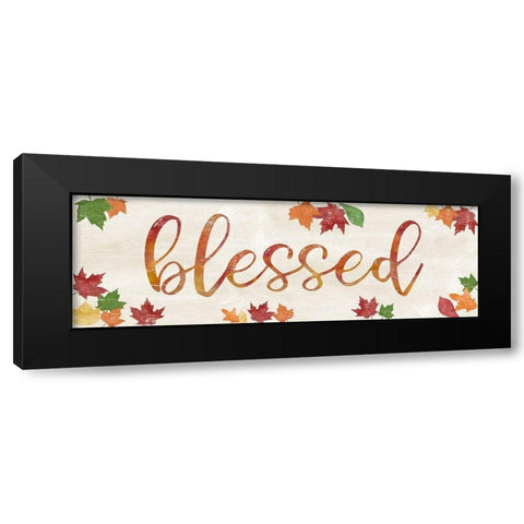 Blessed Leaves Black Modern Wood Framed Art Print with Double Matting by CAD Designs
