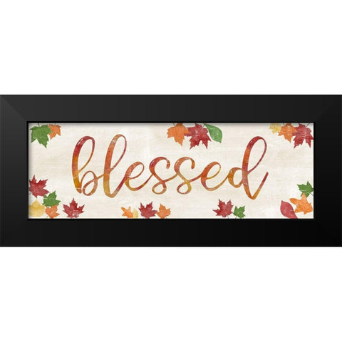 Blessed Leaves Black Modern Wood Framed Art Print by CAD Designs