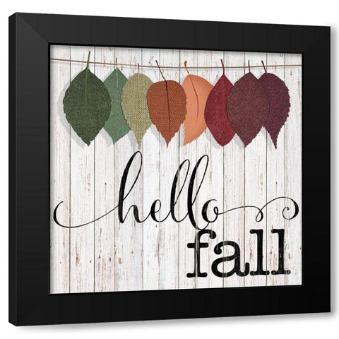 Hello Fall Black Modern Wood Framed Art Print by CAD Designs