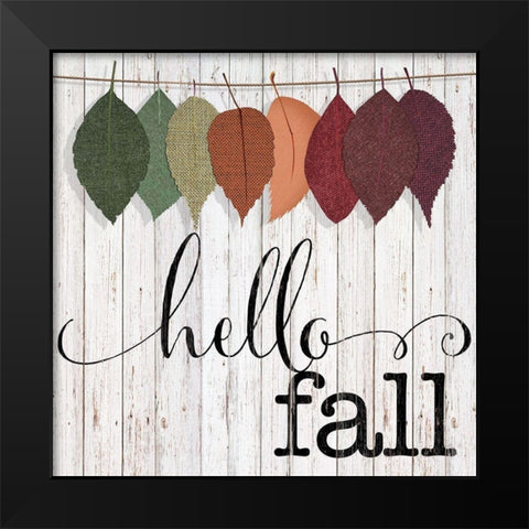 Hello Fall Black Modern Wood Framed Art Print by CAD Designs