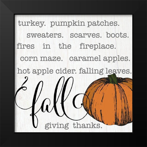 Fall Giving Thanks Black Modern Wood Framed Art Print by CAD Designs