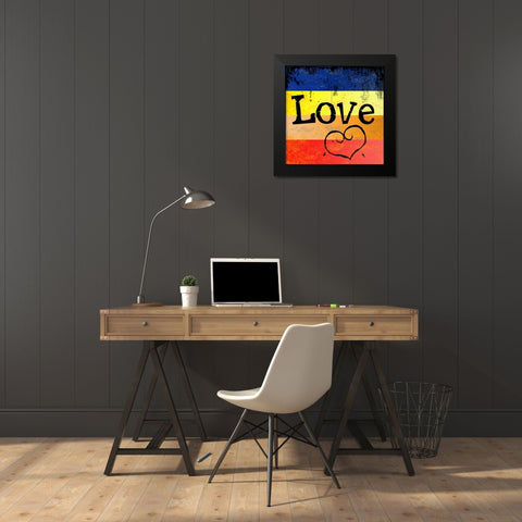 Grunge Love Black Modern Wood Framed Art Print by Santiago, Daniela