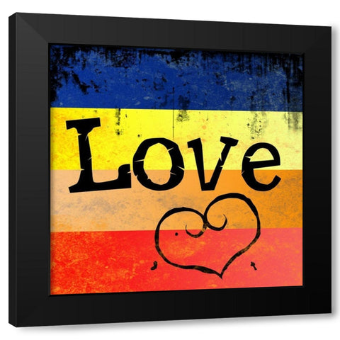 Grunge Love Black Modern Wood Framed Art Print by Santiago, Daniela