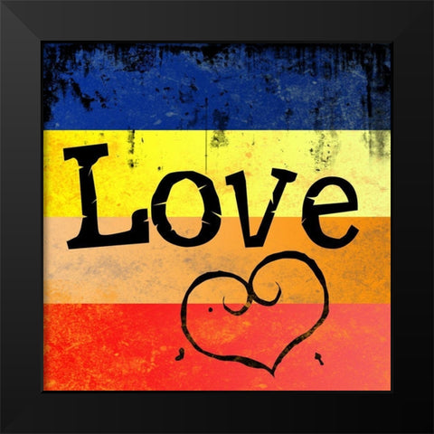 Grunge Love Black Modern Wood Framed Art Print by Santiago, Daniela