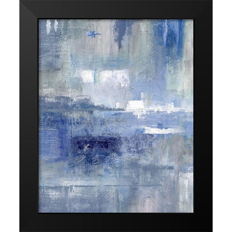 Bay View Indigo Black Modern Wood Framed Art Print by Nan