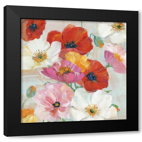 Confetti Flowers I Black Modern Wood Framed Art Print with Double Matting by Swatland, Sally