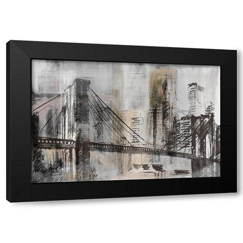 Brooklyn Bridge Twilight Detail Black Modern Wood Framed Art Print by Jill, Susan