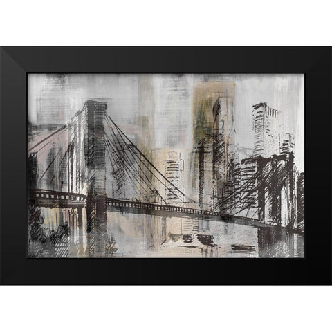 Brooklyn Bridge Twilight Detail Black Modern Wood Framed Art Print by Jill, Susan