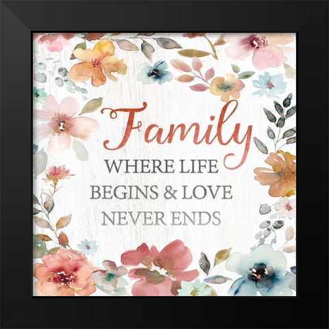 Family Life Begins Black Modern Wood Framed Art Print by Robinson, Carol