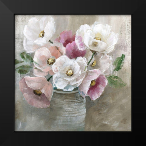 Blooming and Blushing Black Modern Wood Framed Art Print by Nan