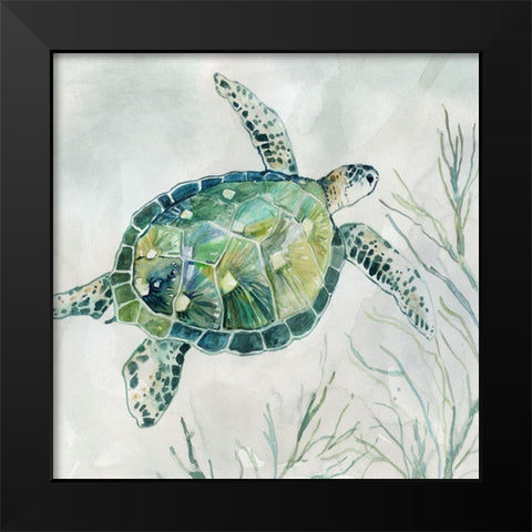Seaglass Turtle I Black Modern Wood Framed Art Print by Robinson, Carol