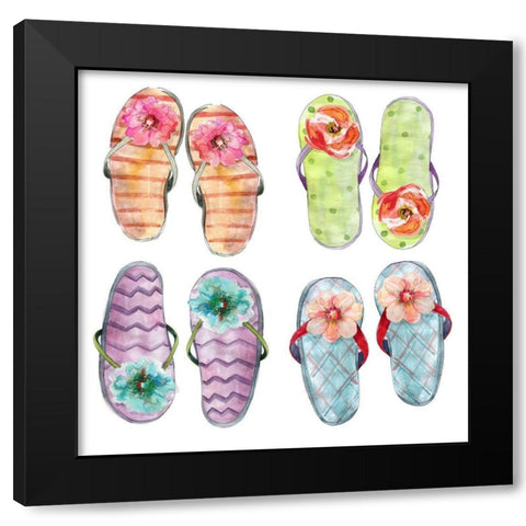 Flip Flop Fancy Black Modern Wood Framed Art Print with Double Matting by Robinson, Carol