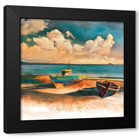 Shadow Boat II Black Modern Wood Framed Art Print with Double Matting by Calascibetta, Mike