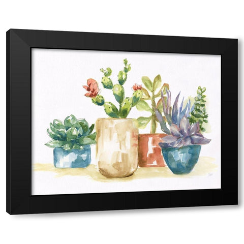 Summer Succulents I Black Modern Wood Framed Art Print with Double Matting by Nan