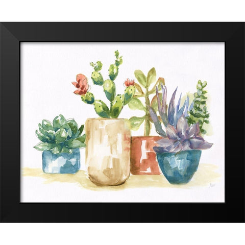 Summer Succulents I Black Modern Wood Framed Art Print by Nan