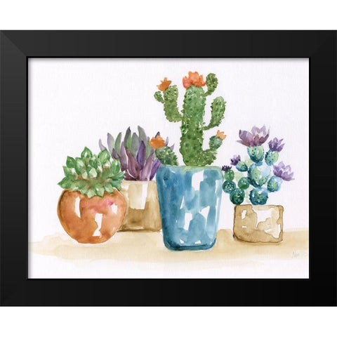 Summer Succulents II Black Modern Wood Framed Art Print by Nan