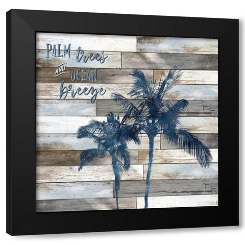 Palm Trees and Ocean Breeze Black Modern Wood Framed Art Print by Carpentieri, Natalie