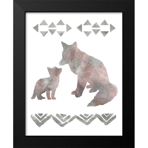 Little Lady Den Foxes Black Modern Wood Framed Art Print by Robinson, Carol