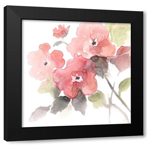 Coral Blush II Black Modern Wood Framed Art Print with Double Matting by Nan