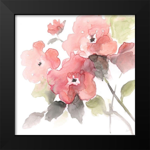 Coral Blush II Black Modern Wood Framed Art Print by Nan