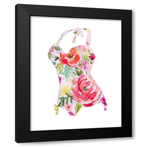 Tropical Swimwear II Black Modern Wood Framed Art Print with Double Matting by Robinson, Carol